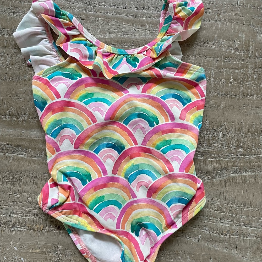 Hatley Pink and Yellow One Piece Swimsuit with Ruffle